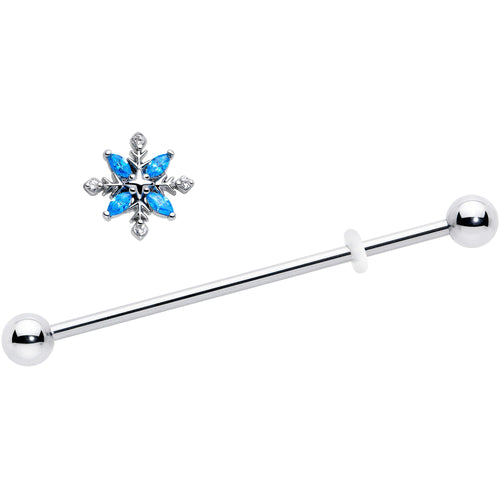 14G Blue CZ Gem Classic Flower Industrial Barbell 38mm | BARBELL Industrial | Wiccan Center