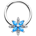 16G 3/8 Blue CZ Gem Classic Flower Hinged Segment Ring | SEGMENT RING | Wiccan Center