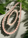 Rose Quartz Beaded Necklace, Bracelet and Earring Set