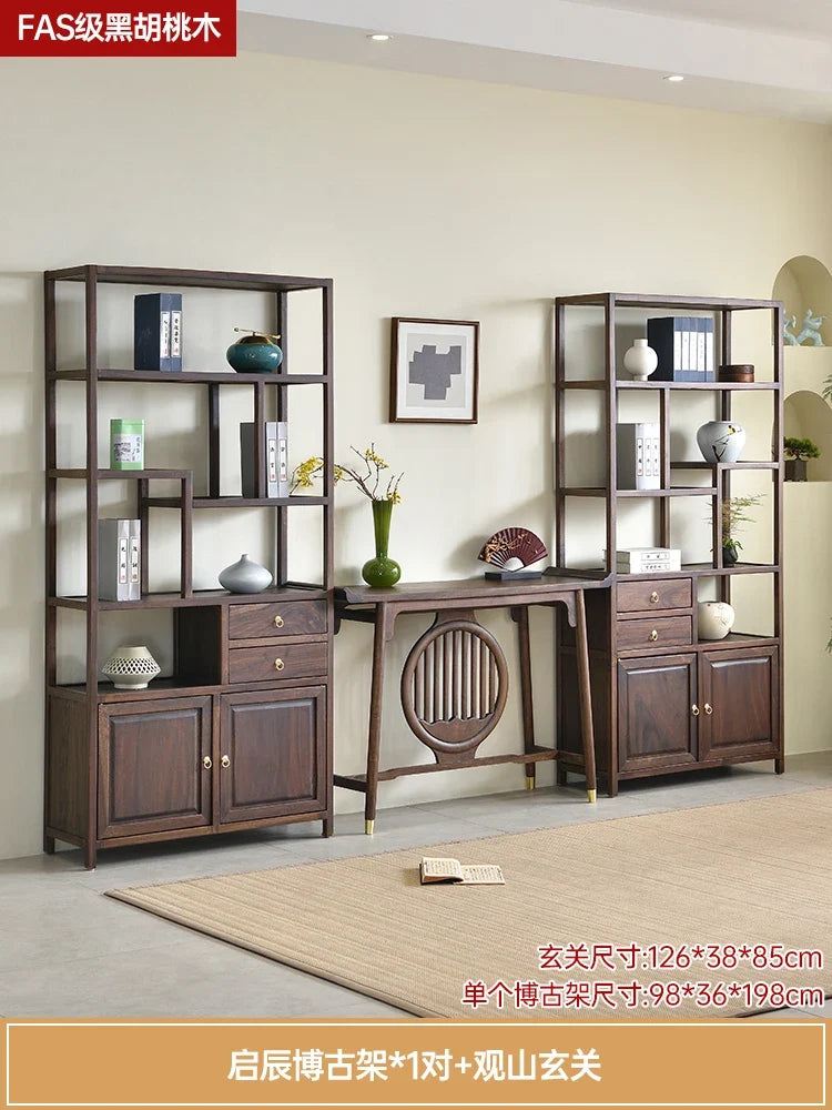 Luxury Chinese Solid Wood Curio Cabinet – Oriental Living Room Display Credenza | Storage Cabinet | Wiccan Center