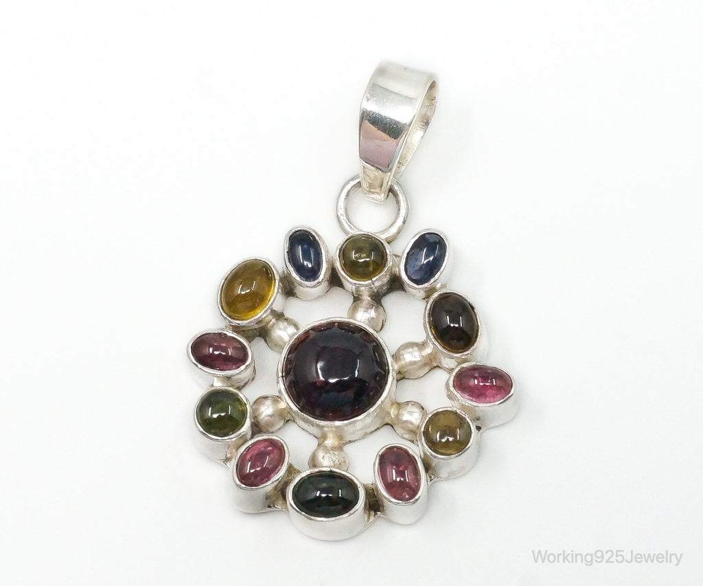 Large Designer SJ Multi Gem Sterling Silver Necklace Pendant | Jewelry > Necklaces > Pendants | Wiccan Center