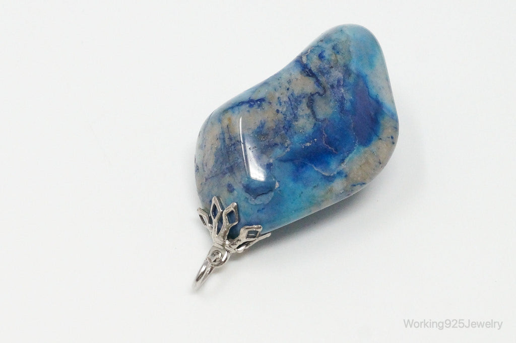Vintage Large Blue Agate Necklace Pendant | Jewelry > Necklaces > Pendants | Wiccan Center