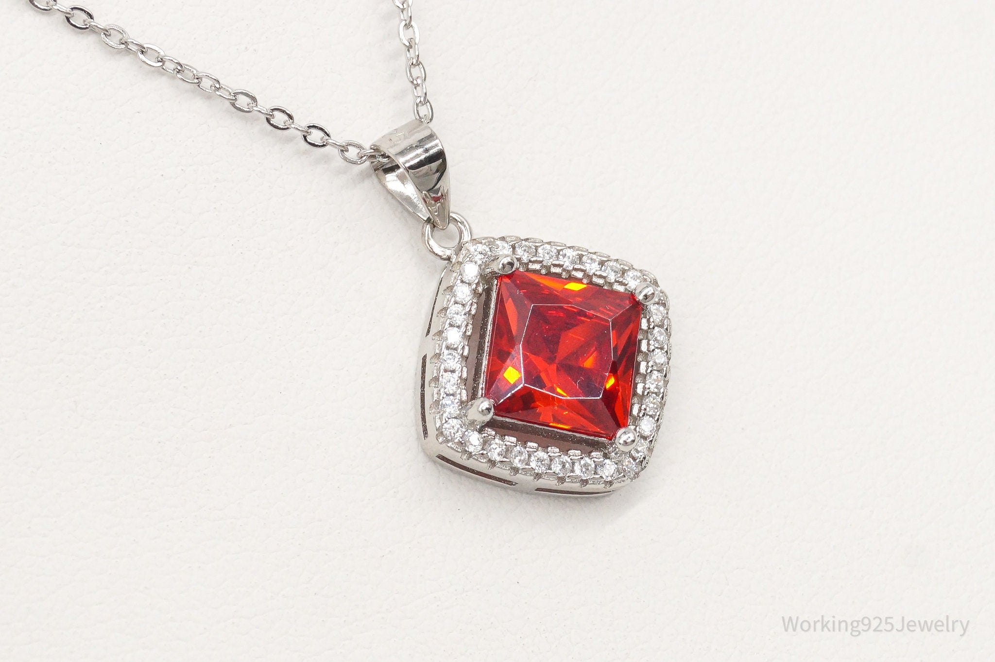 Designer Ryze Red & White Cubic Zirconia Sterling Silver Necklace | Jewelry > Necklaces > Pendants | Wiccan Center
