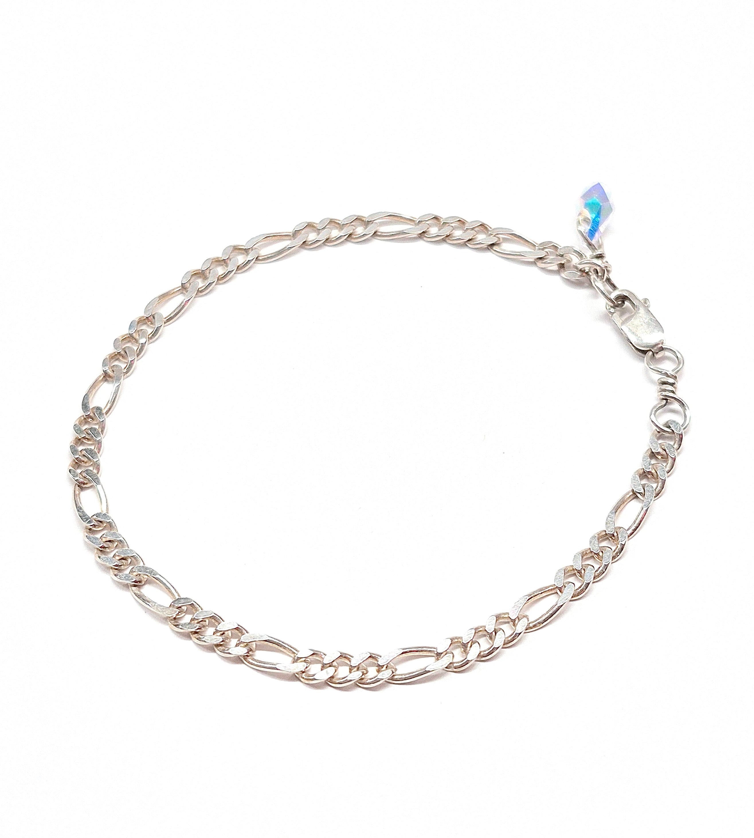 Figaro Chain Bracelet / Anklet with Swarovski Clasp