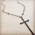 Genuine Amazonite Long Beaded Necklace with Antique Copper Cross 262x | Necklace | Wiccan Center
