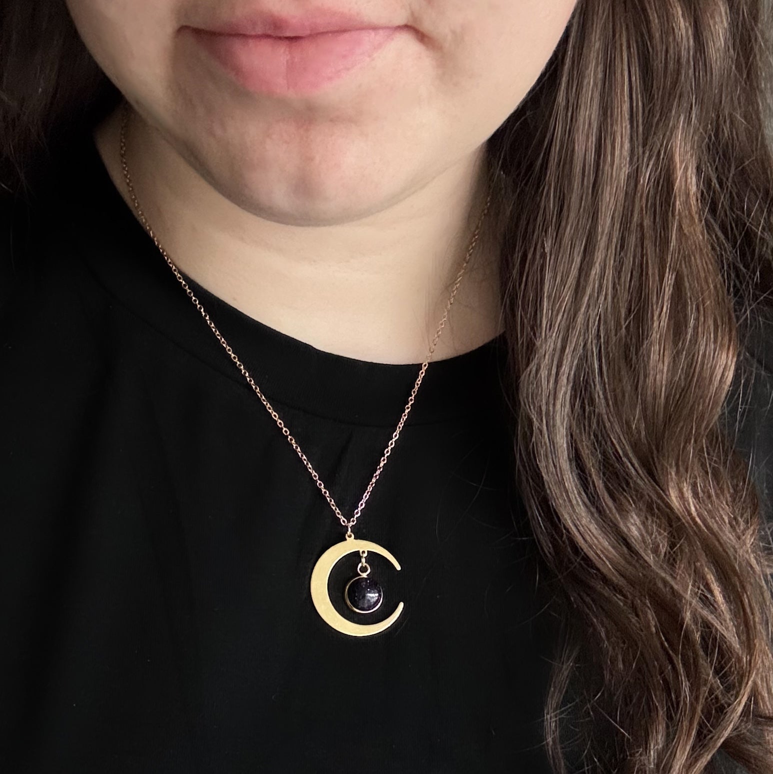 Starlit Crescent Necklace with Blue Sandstone | Necklace | Wiccan Center