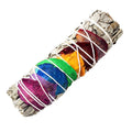 7 Chakra and White Sage Smudge Stick 3-4"