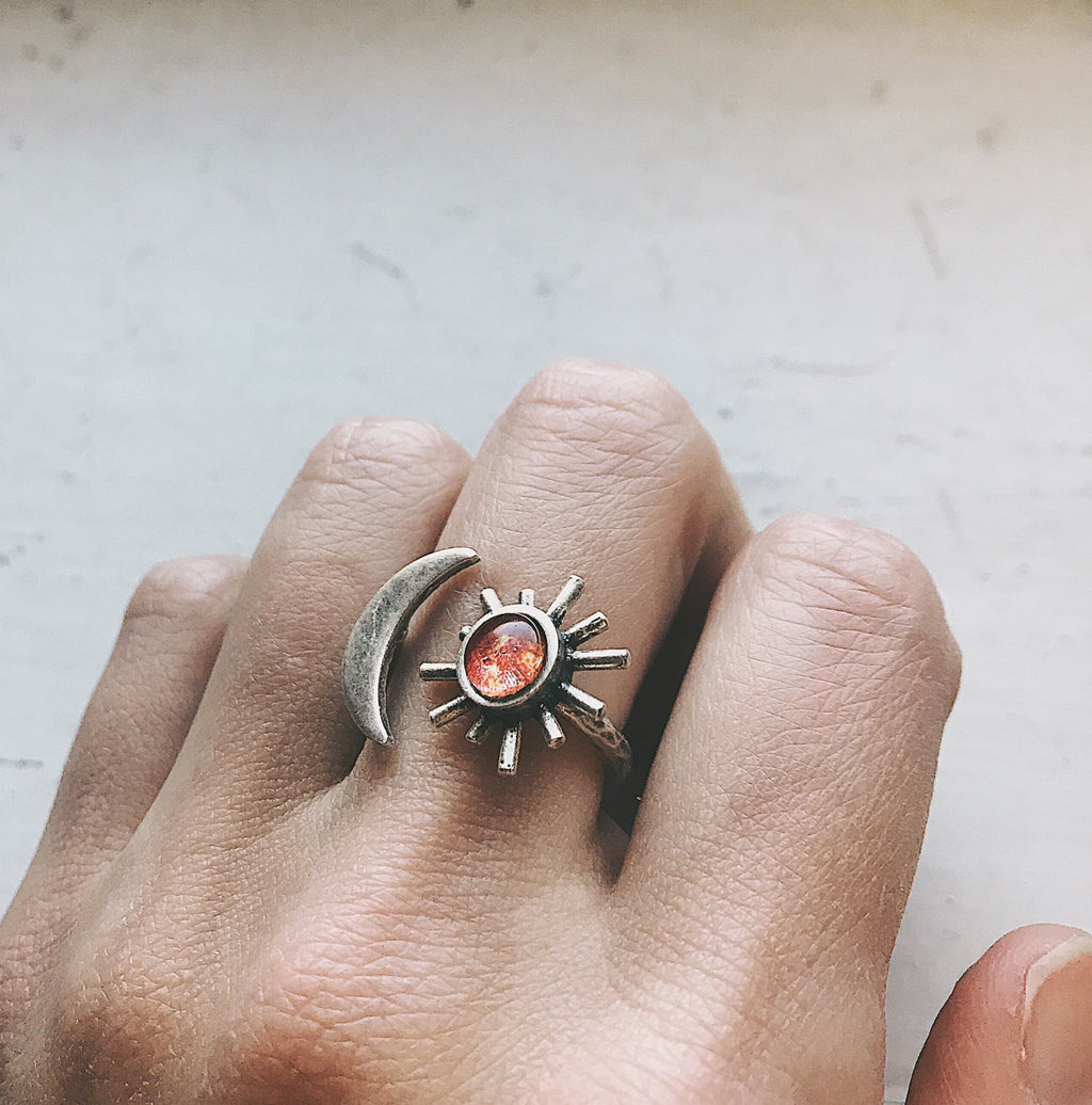 Sun and Moon Sculptural Statement Ring | Ring | Wiccan Center