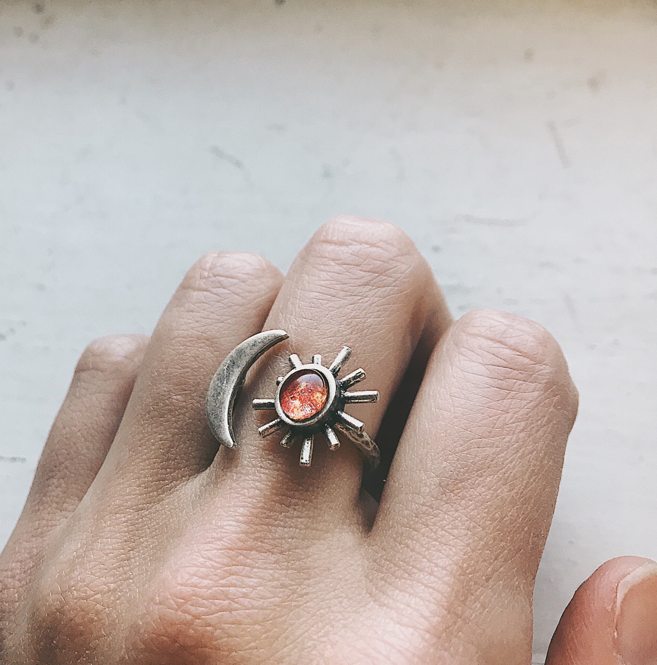 Sun and Moon Sculptural Statement Ring | Ring | Wiccan Center