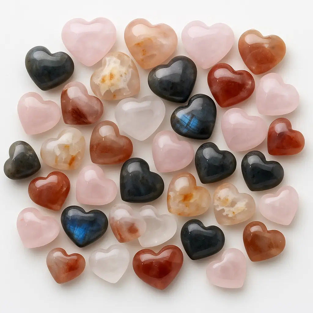 10 LB Mixed Crystal Mini Hearts – Polished Assortment (No Selection)