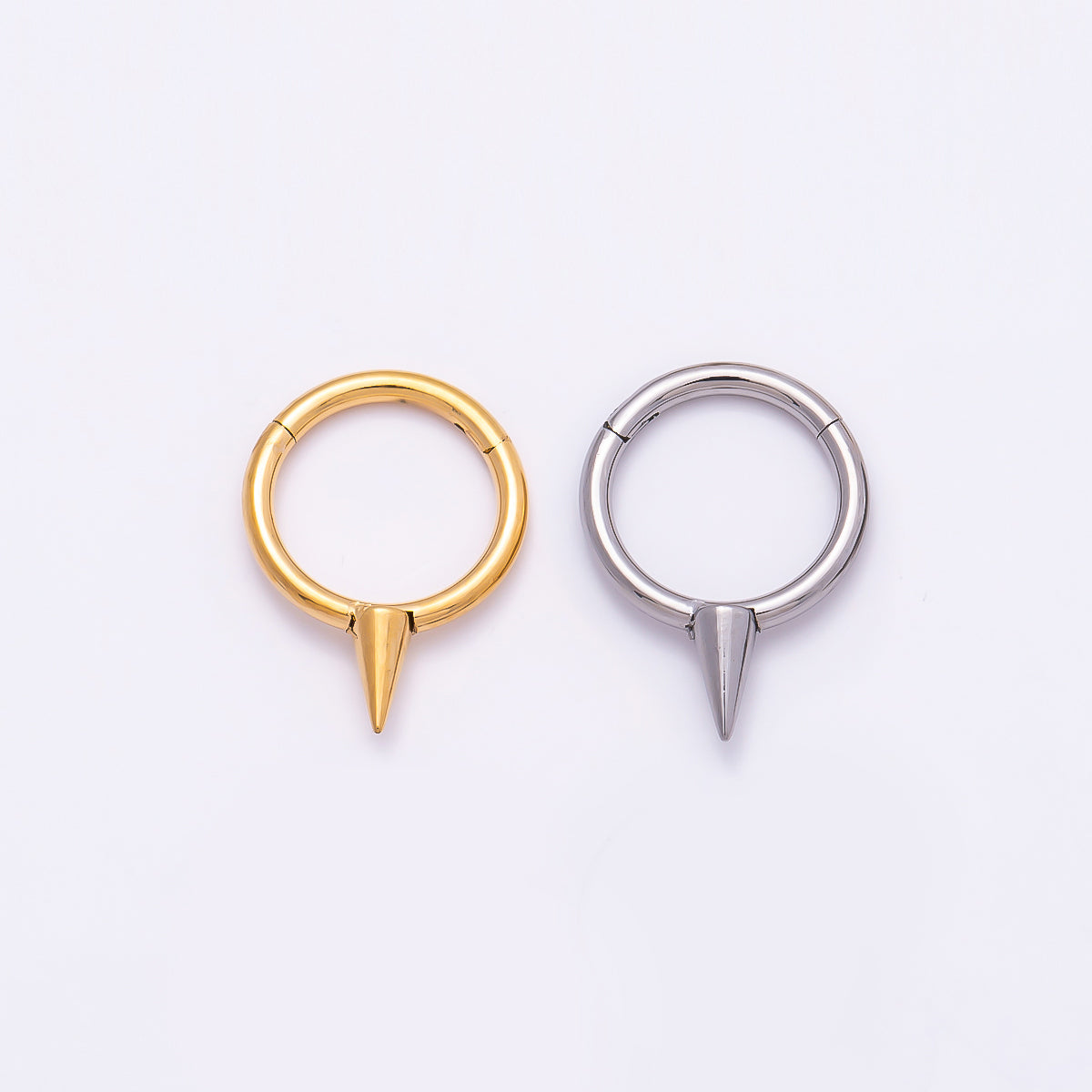 Titanium 14mm Spiked Minimalist Single Septum Cartilage Piercing Clicker in Gold & Silver | BJ-00116 BJ-00117 | Earrings | Wiccan Center