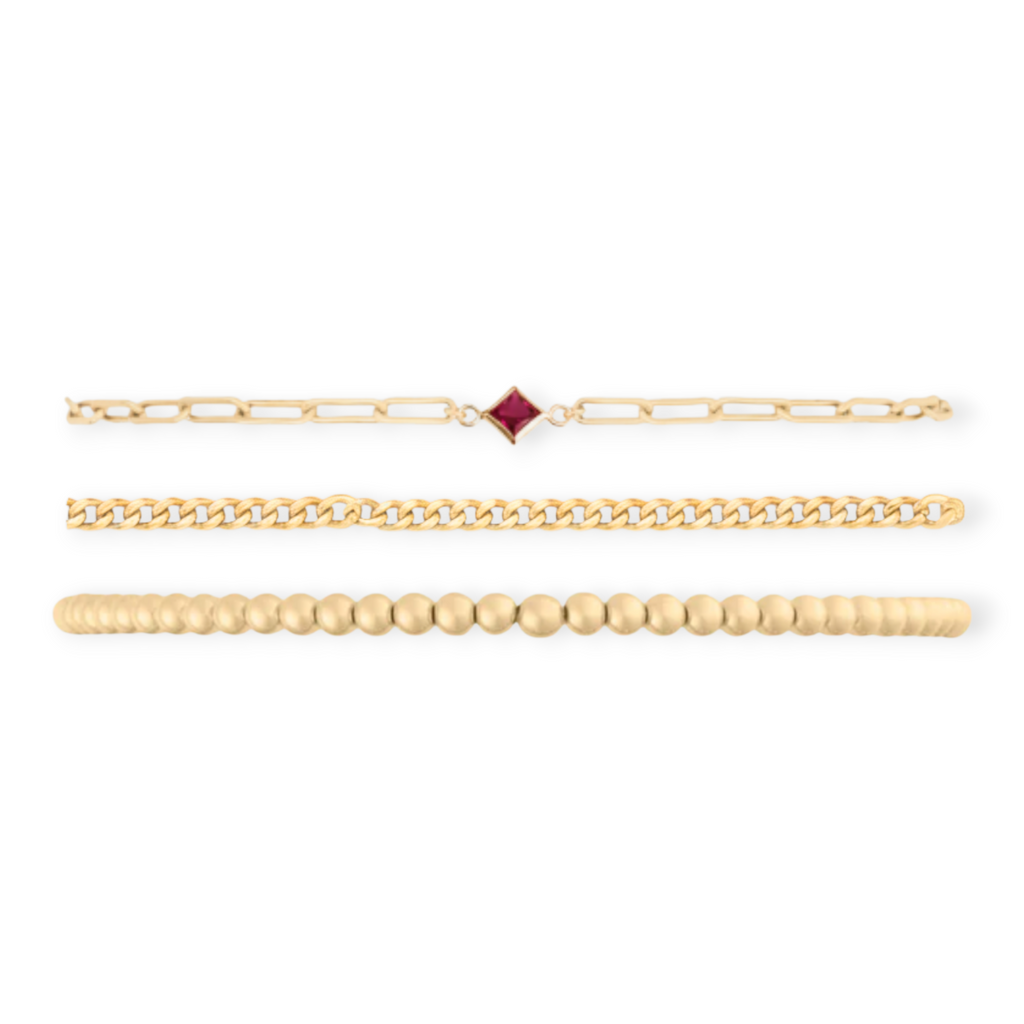 birthstone + gabi curb + juno bead (3mm) bracelet stack | | Wiccan Center