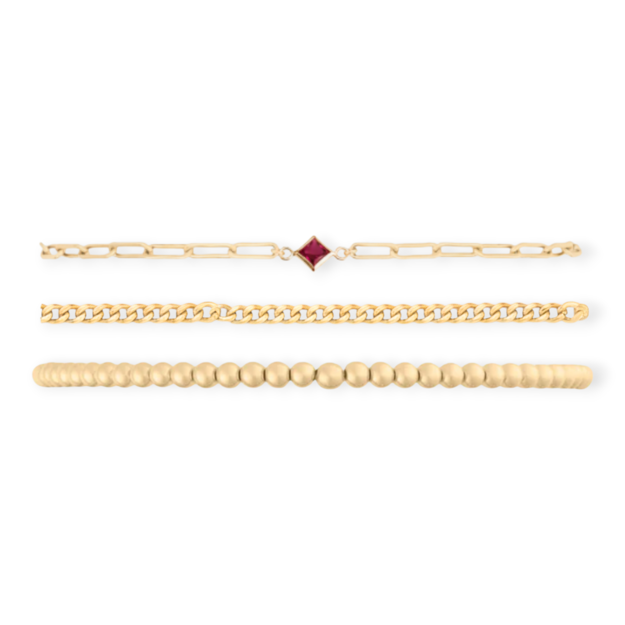 birthstone + gabi curb + juno bead (3mm) bracelet stack | | Wiccan Center