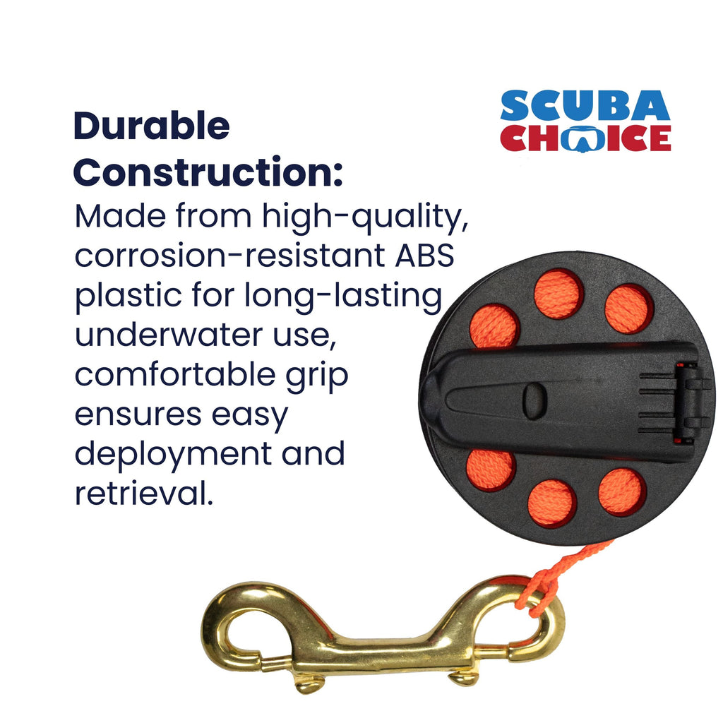 Scuba Diving Compact Finger Spool with Plastic Handle 65ft - Orange Line | Reels & Spools | Wiccan Center