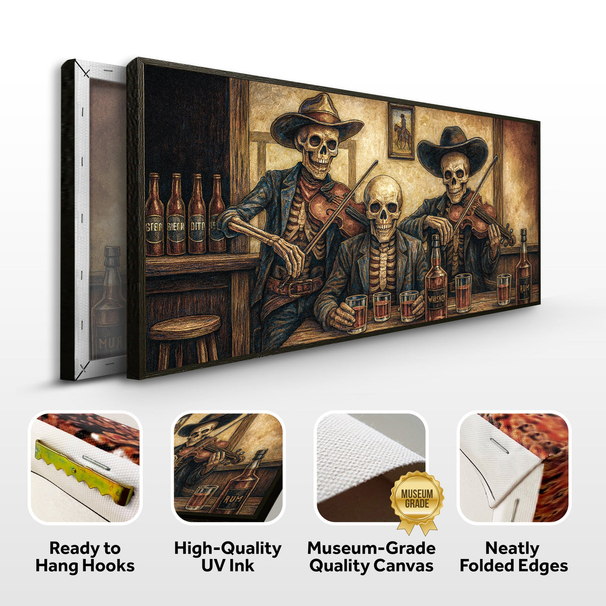 Cowboy Skeletons Western Bar Wall Art | Canvas | Wiccan Center