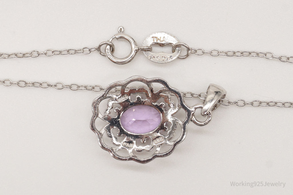 Vintage FAS Amethyst Flower Sterling Silver Chain Necklace | Jewelry > Necklaces > Pendants | Wiccan Center