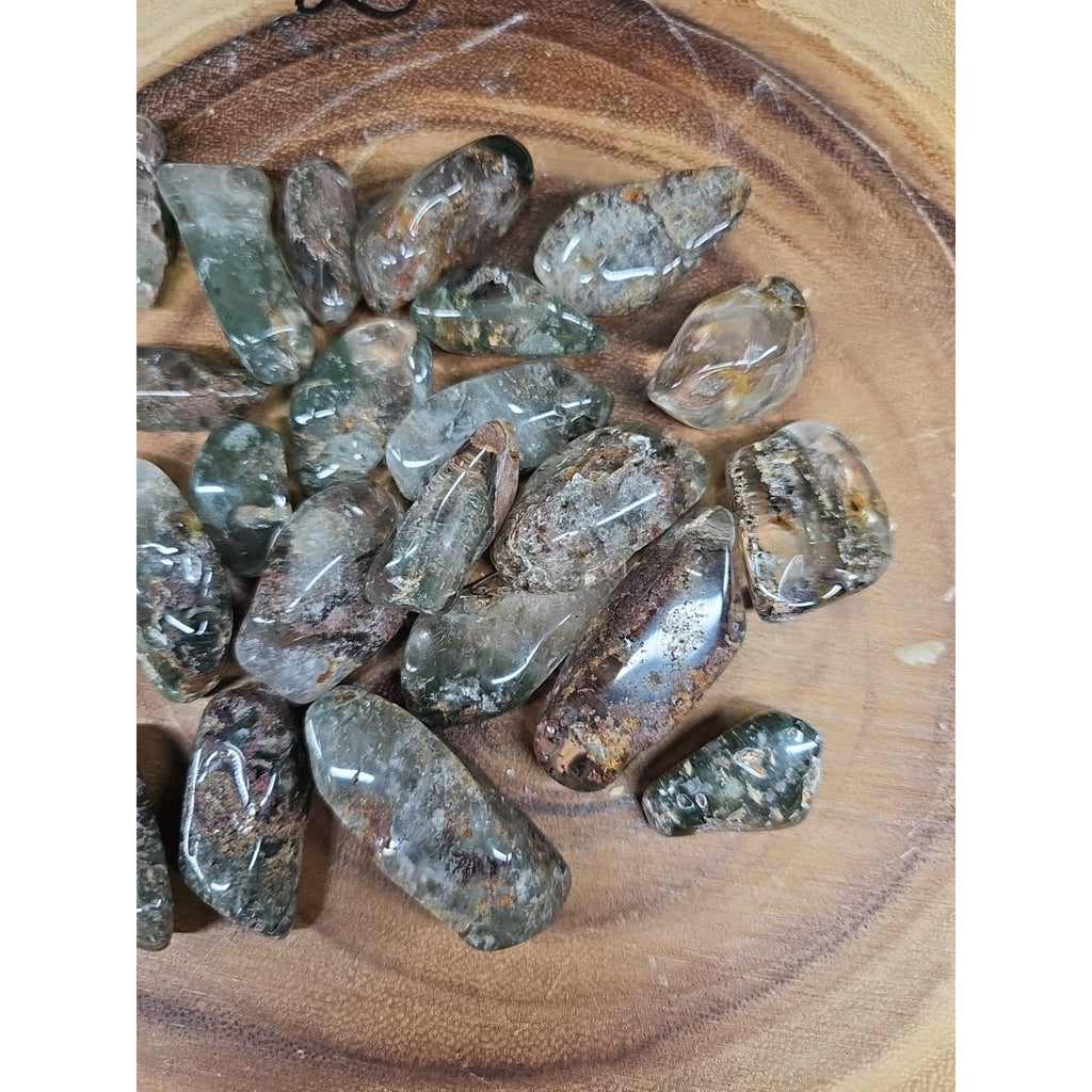 24Pcs Natural Phantom Ghost Clear Quartz Crystal Stone Tumble Brazil .61lbs | Palm Stones & Tumbled Crystals | Wiccan Center