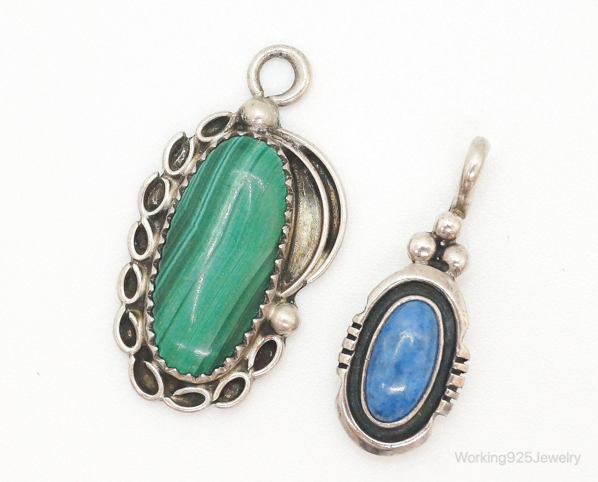 Vintage Native American Malachite Lapis Lazuli Sterling Silver Charm Pendants | Jewelry > Necklaces > Pendants | Wiccan Center