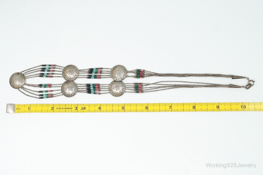 Vintage Native American Multi Gem Bead Kachina Sterling Silver Necklace | Jewelry > Necklaces > Pendants | Wiccan Center