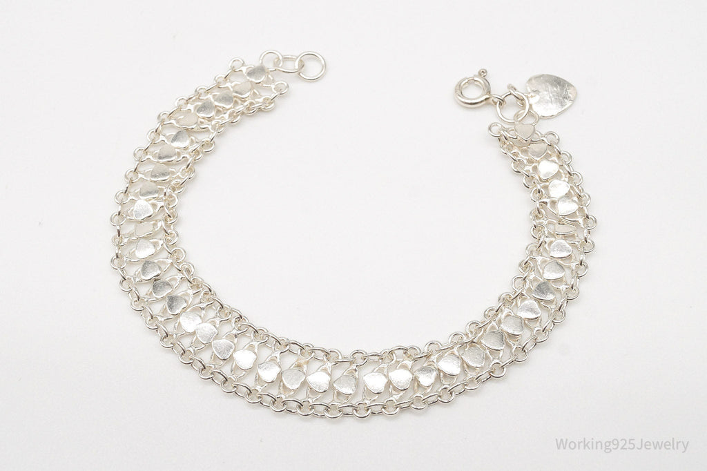 Vintage Hearts Mesh Chain Link Sterling Silver Bracelet | Jewelry > Bracelets | Wiccan Center