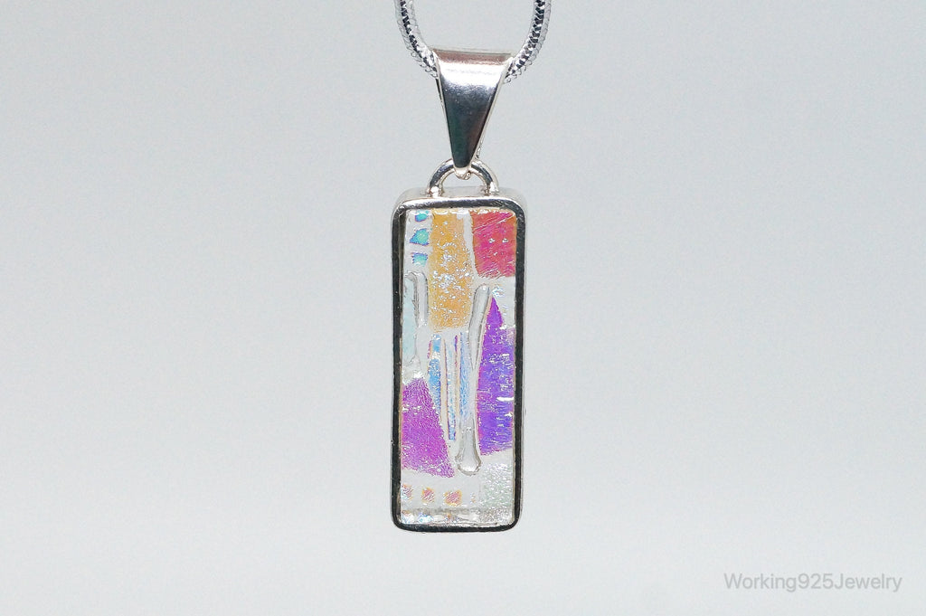 Vintage Large Art Glass Sterling Silver Necklace Pendant | Jewelry > Necklaces > Pendants | Wiccan Center