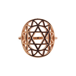 Silver Ring Size 6 - Rose Gold Overlay Heart Chakra - Sacred Geometry | Gemstone Jewelry > Rings | Wiccan Center