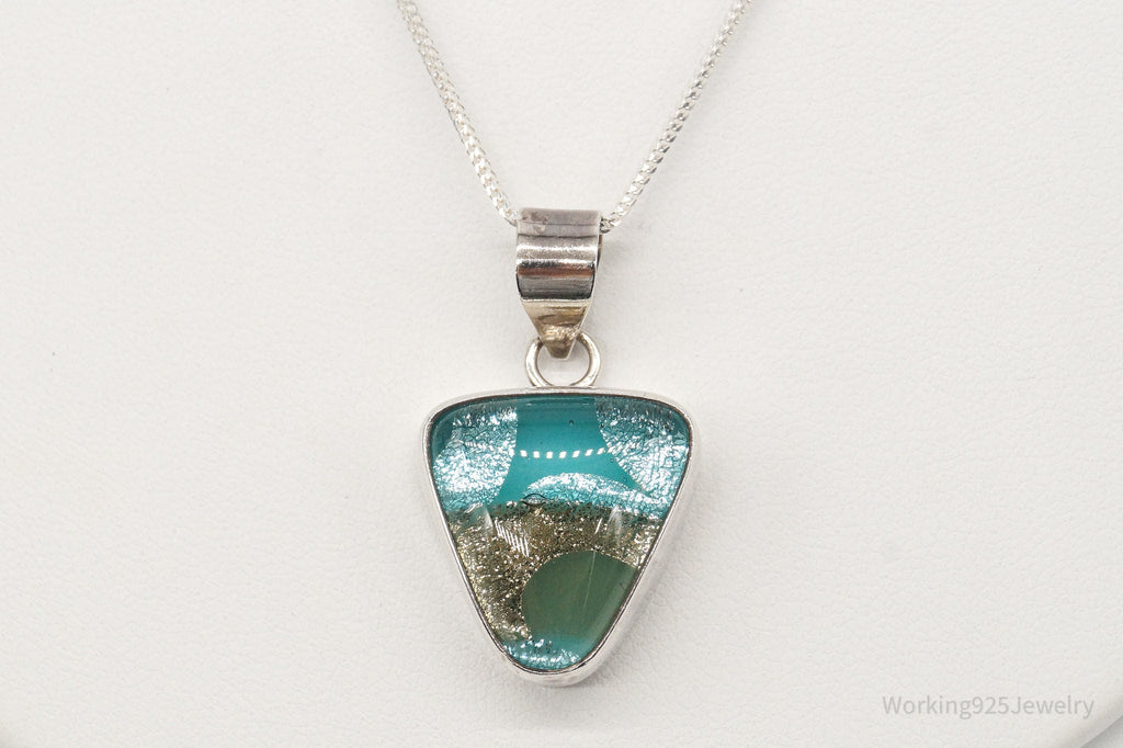Vintage Dichroic Glass Sterling Silver Necklace | Jewelry > Necklaces > Pendants | Wiccan Center