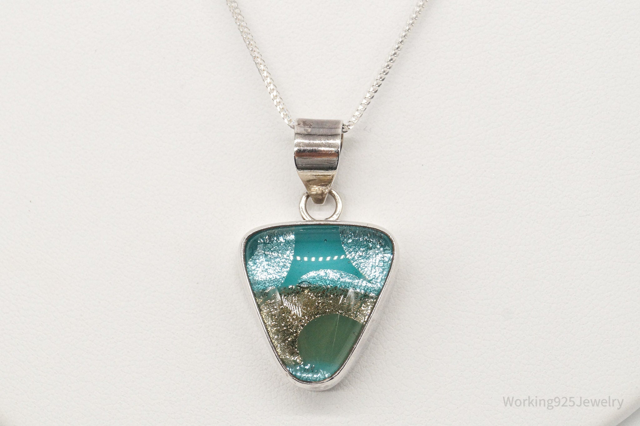 Vintage Dichroic Glass Sterling Silver Necklace | Jewelry > Necklaces > Pendants | Wiccan Center