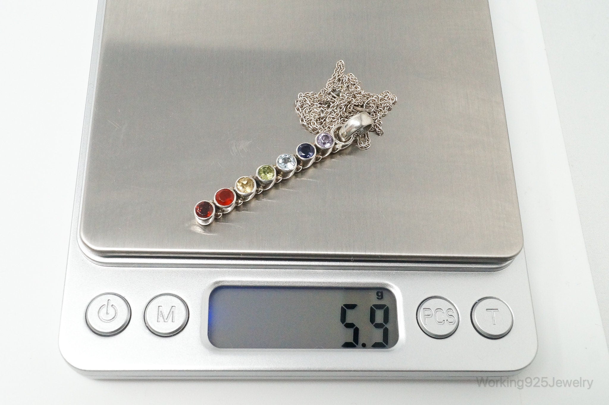 Vintage Multi Gemstone Sterling Silver Necklace | Jewelry > Necklaces > Pendants | Wiccan Center