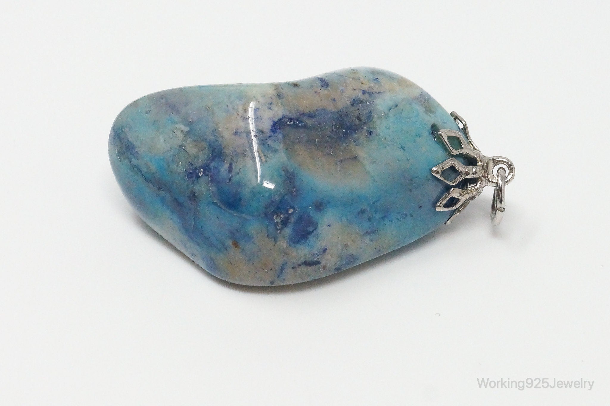 Vintage Large Blue Agate Necklace Pendant | Jewelry > Necklaces > Pendants | Wiccan Center