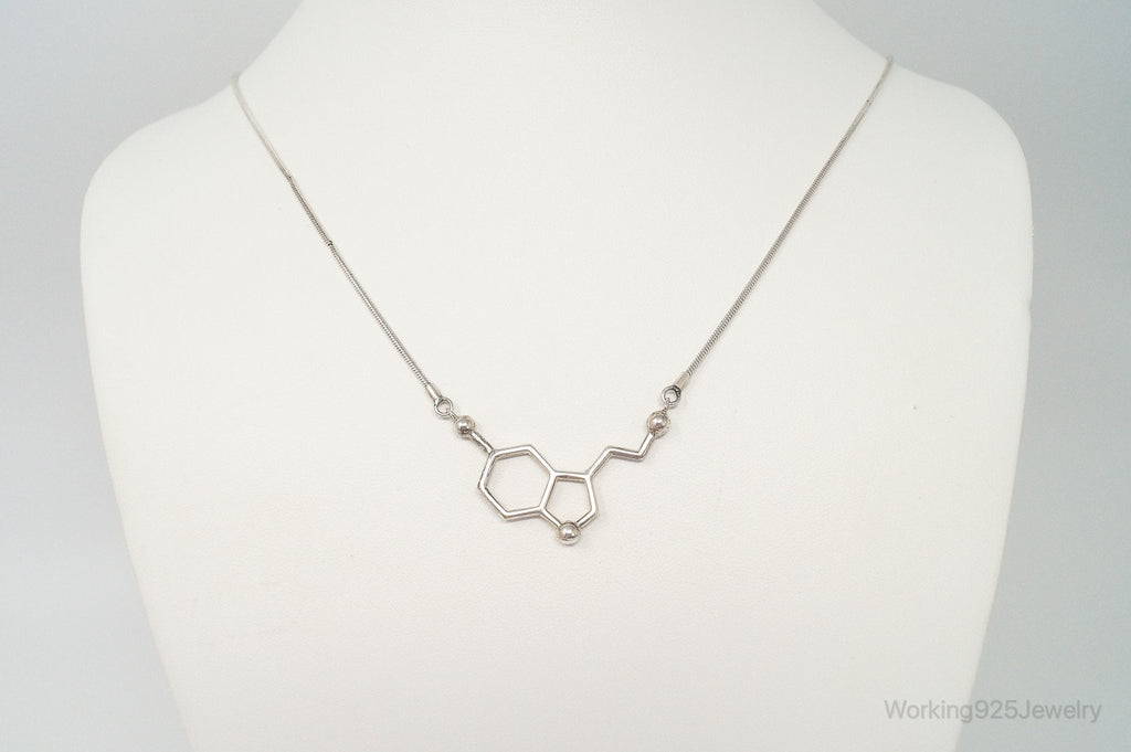 Serotonin Molecule Sterling Silver Necklace | Jewelry > Necklaces > Pendants | Wiccan Center