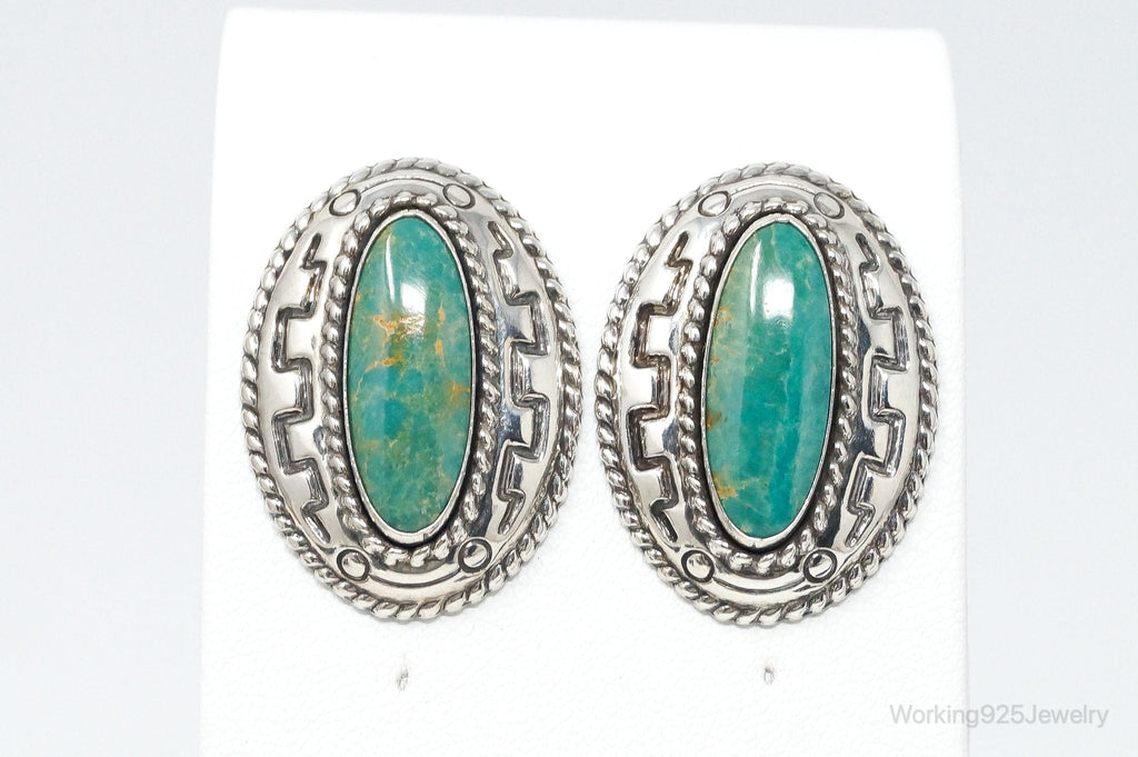Large Western Designer Carolyn Pollack Relios Turquoise Sterling Silver Earrings | Jewelry > Earrings | Wiccan Center