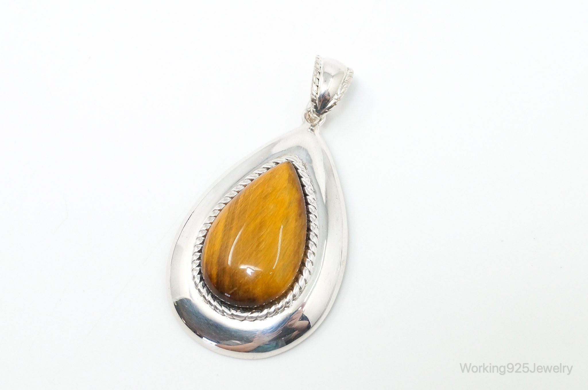 Vintage Large Tigers Eye Southwestern Style Sterling Silver Pendant | Jewelry > Necklaces > Pendants | Wiccan Center