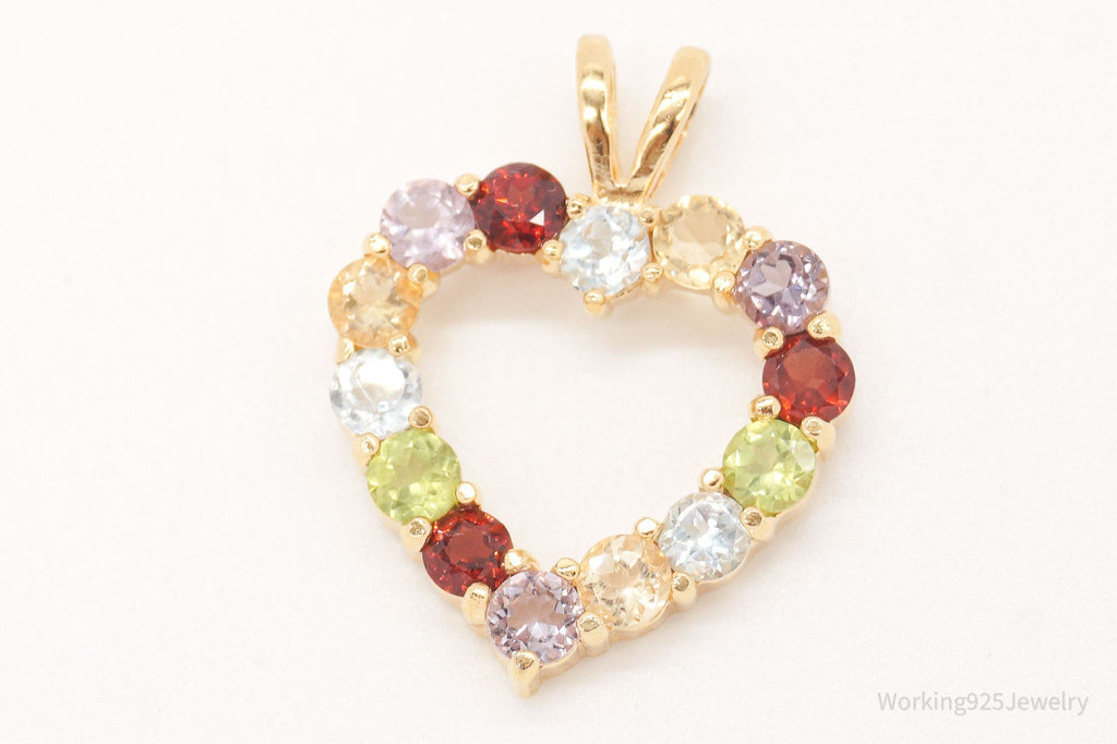 Designer Multi Gemstone Gold Vermeil Sterling Silver Heart Pendant | Jewelry > Necklaces > Pendants | Wiccan Center