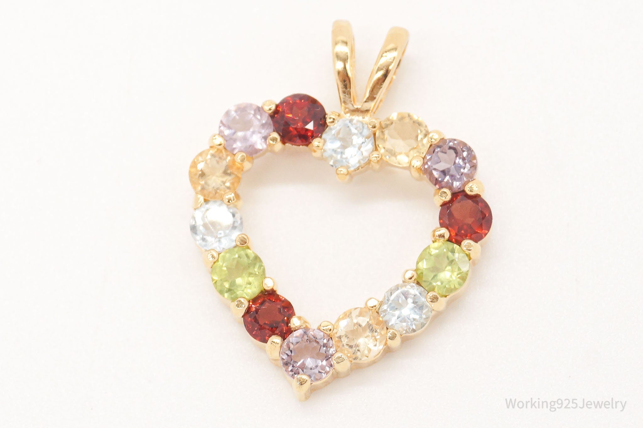 Designer Multi Gemstone Gold Vermeil Sterling Silver Heart Pendant | Jewelry > Necklaces > Pendants | Wiccan Center