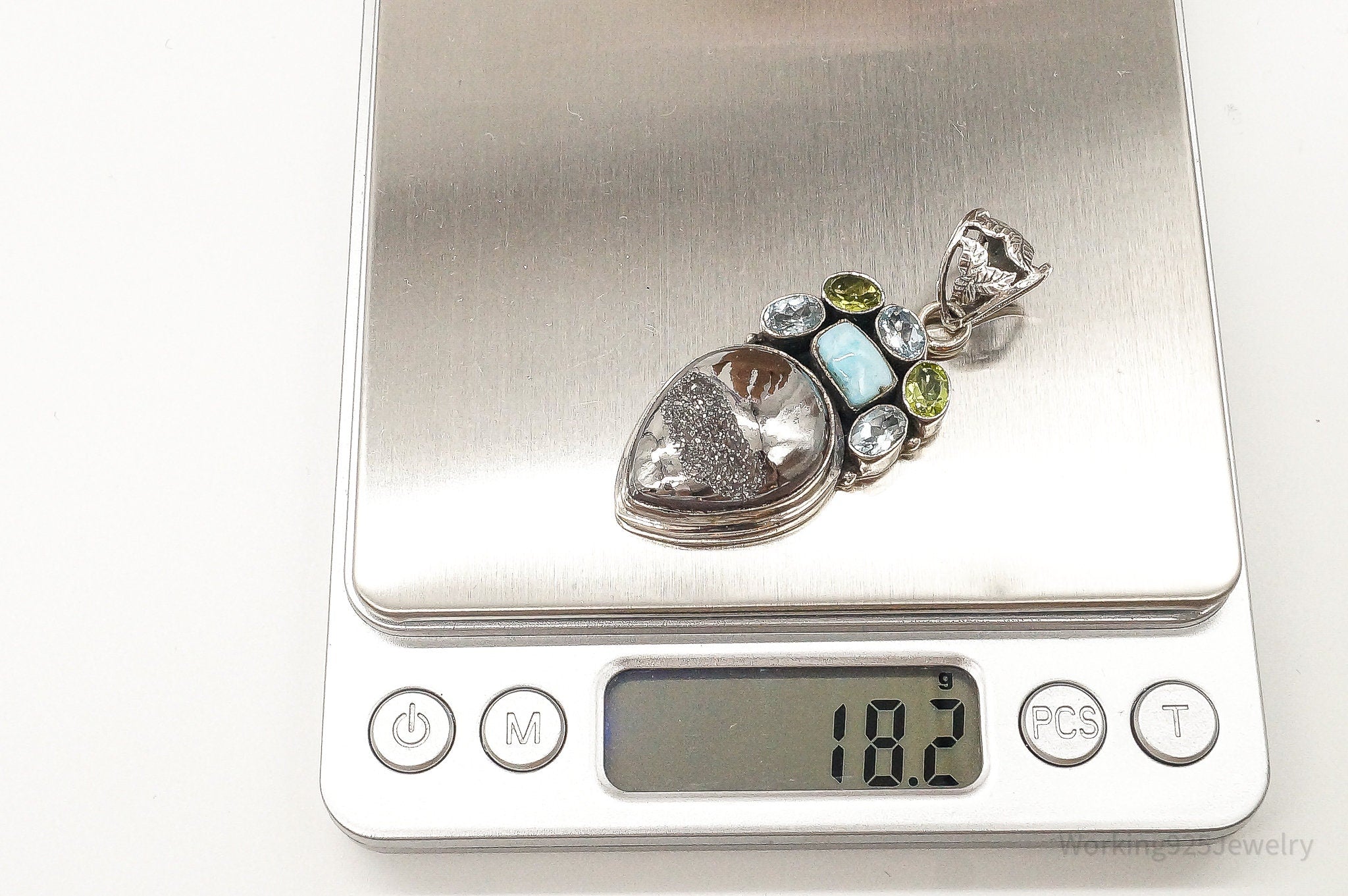 Vintage Multi Gemstone Sterling Silver Necklace Pendant | Jewelry > Necklaces > Pendants | Wiccan Center