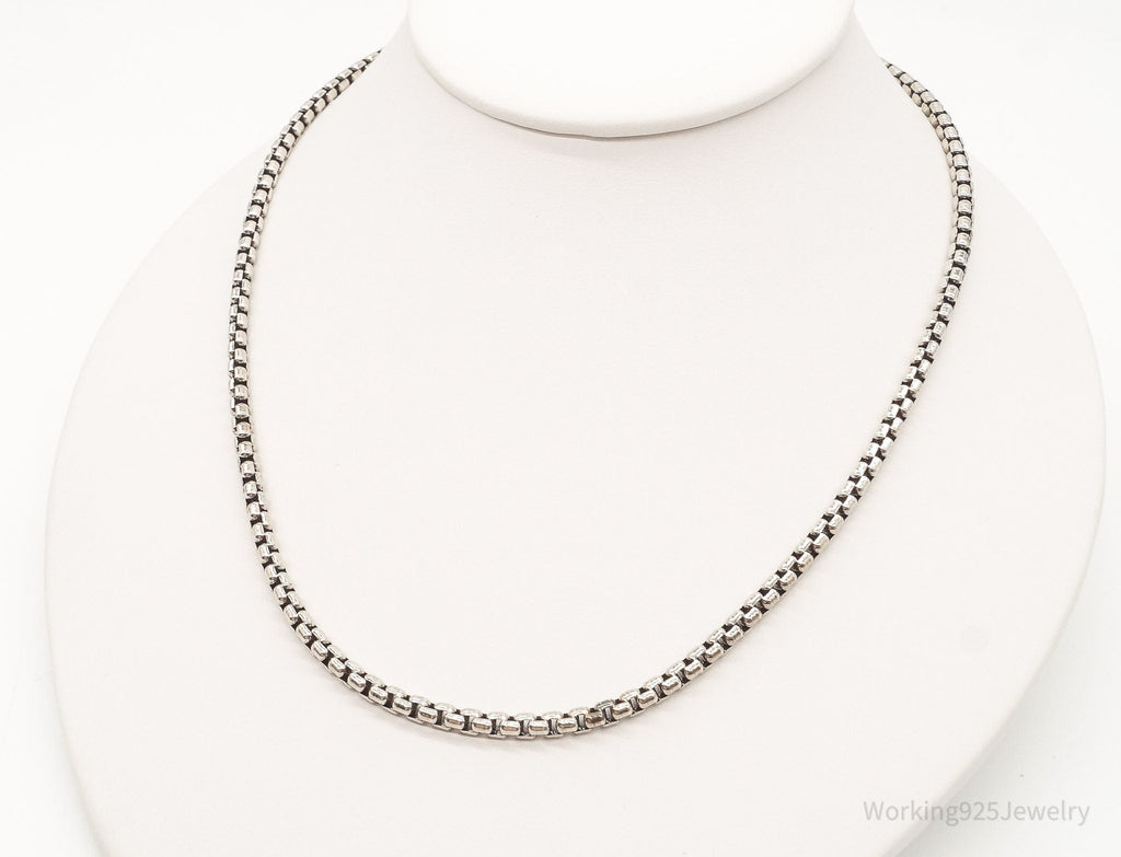 Vintage High Fashion Sterling Silver Puffy Box Chain Link Necklace | Jewelry > Necklaces > Pendants | Wiccan Center