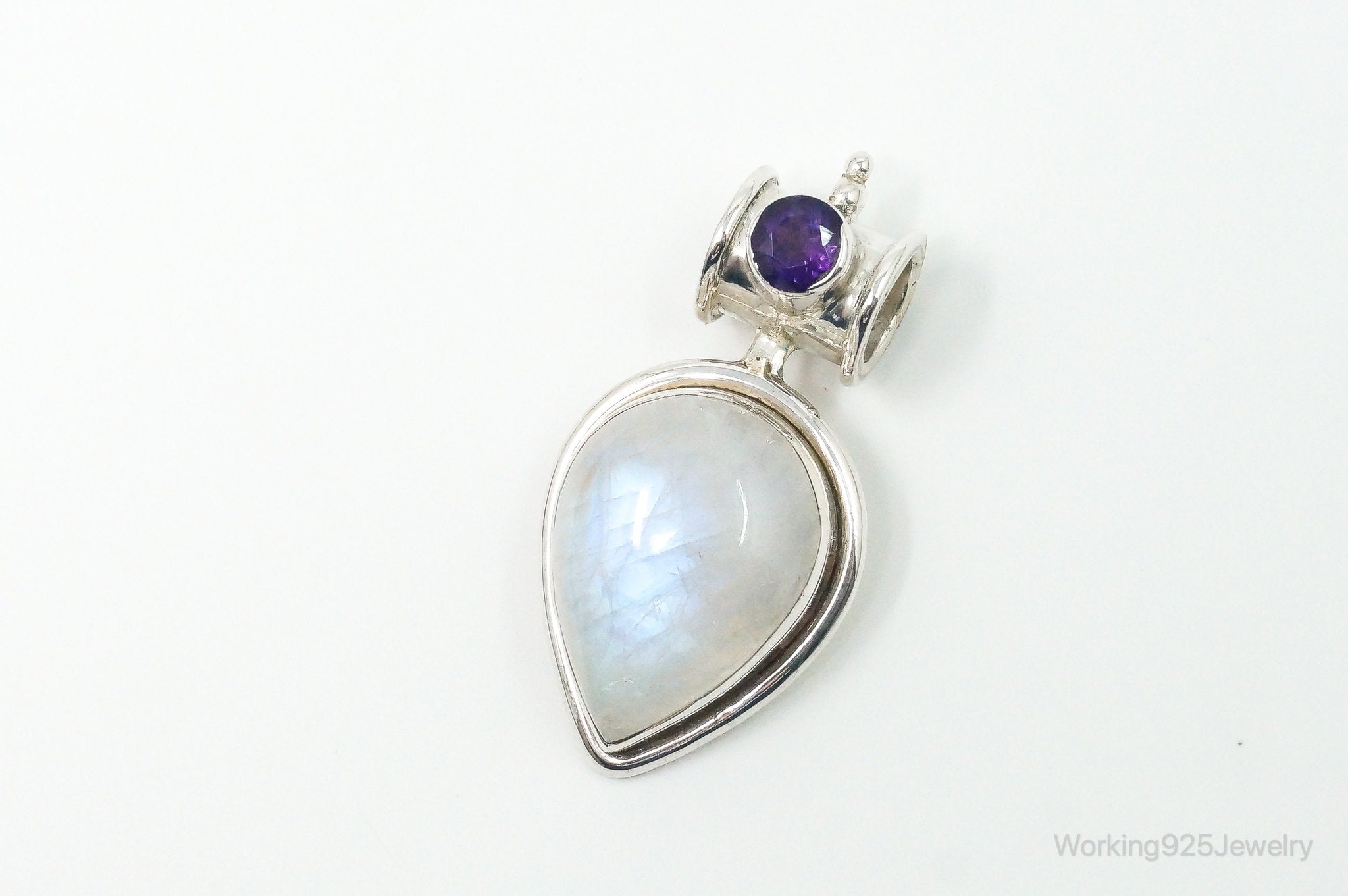 Large Vintage Supreme Jewelers Amethyst Moonstone Sterling Silver Pendant | Jewelry > Necklaces > Pendants | Wiccan Center