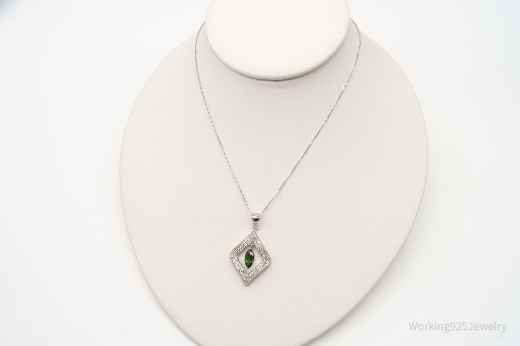 Vintage Lab Emerald Cubic Zirconia Sterling Silver Necklace | Jewelry > Necklaces > Pendants | Wiccan Center