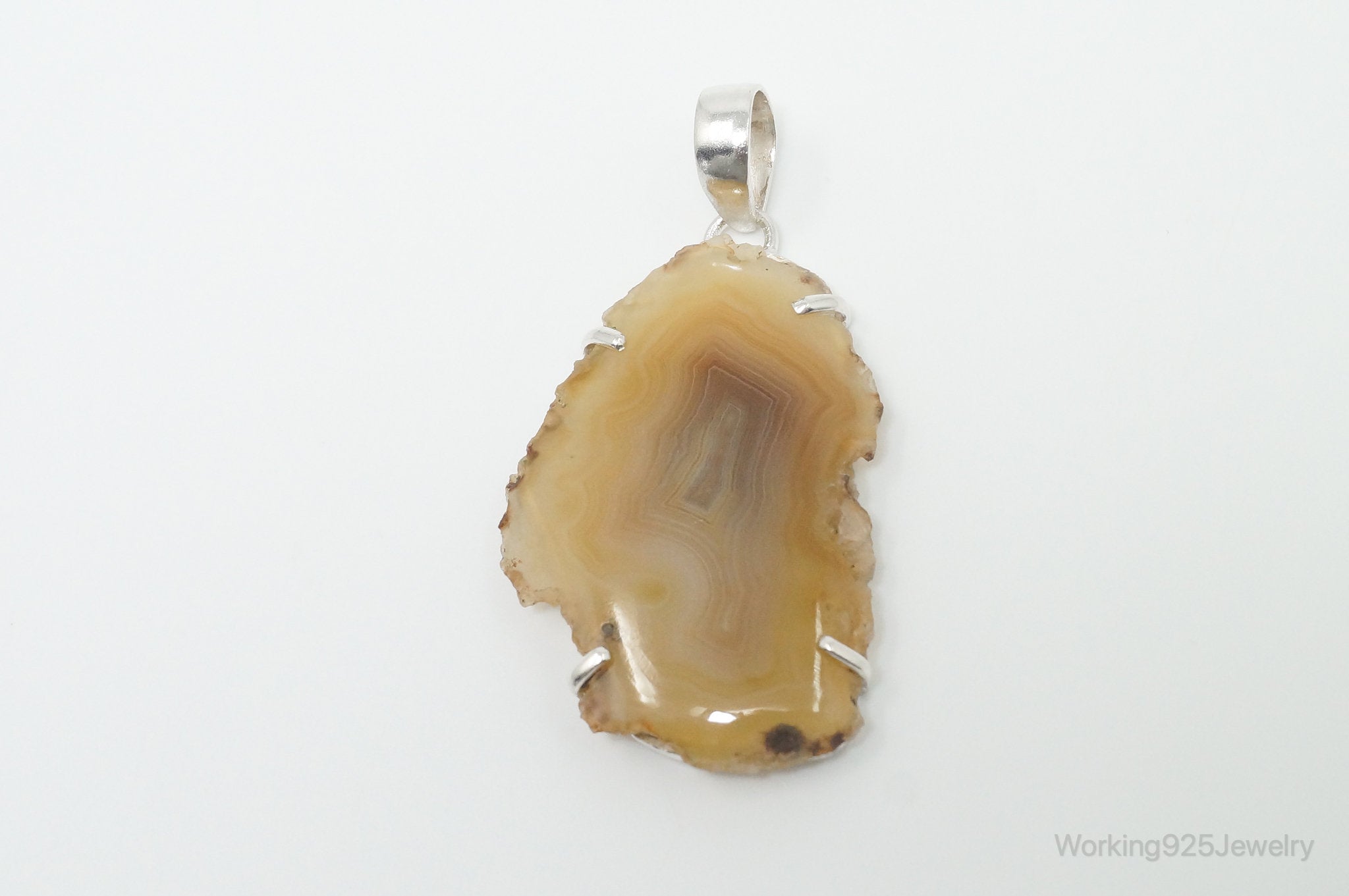 Large Vintage Brown Crazy Lace Agate Sterling Silver Necklace Pendant | Jewelry > Necklaces > Pendants | Wiccan Center