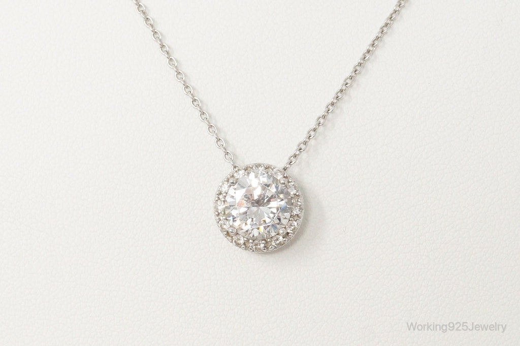 Vintage Large Cubic Zirconia Sterling Silver Necklace | Jewelry > Necklaces > Pendants | Wiccan Center