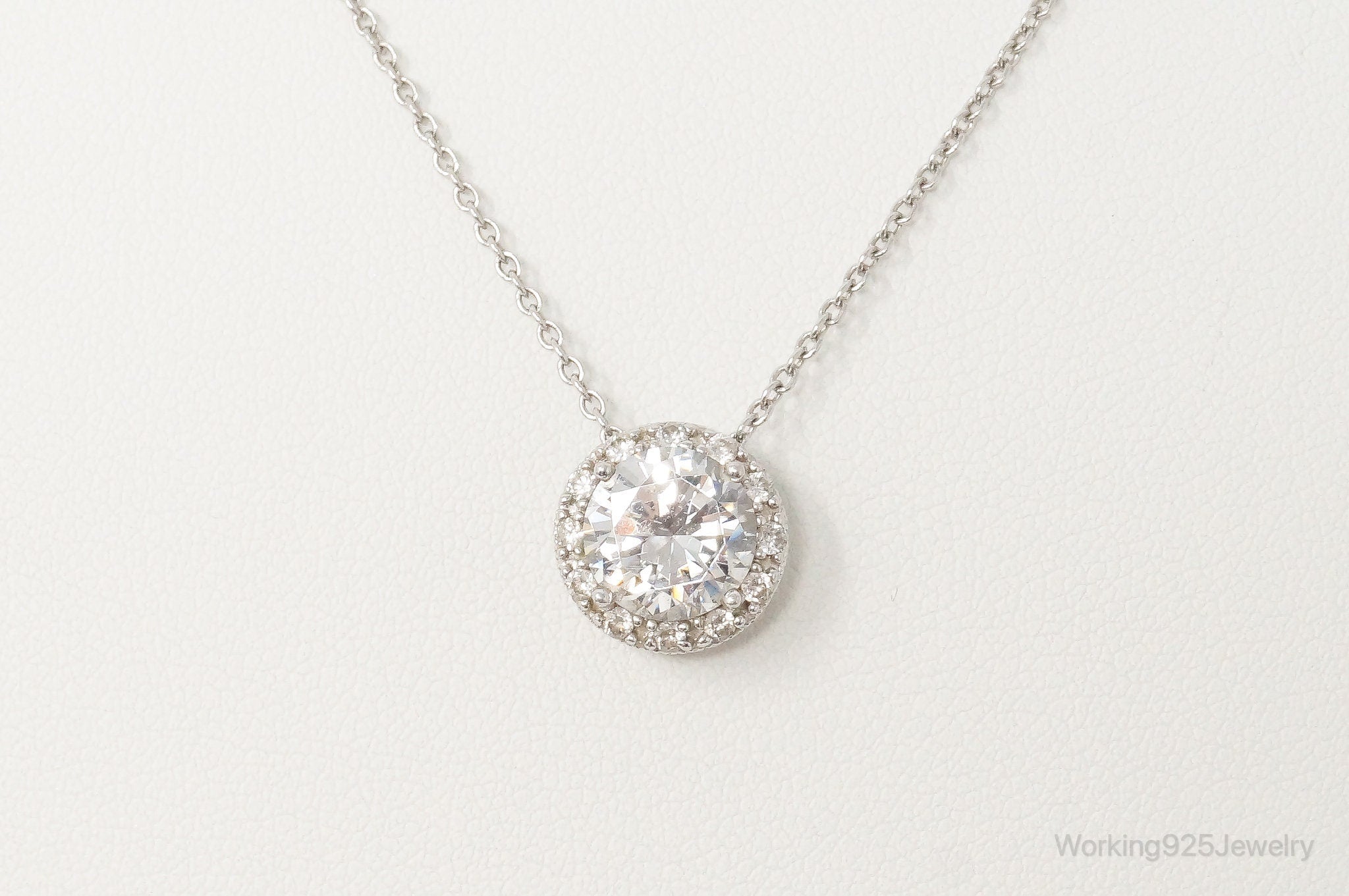 Vintage Large Cubic Zirconia Sterling Silver Necklace | Jewelry > Necklaces > Pendants | Wiccan Center