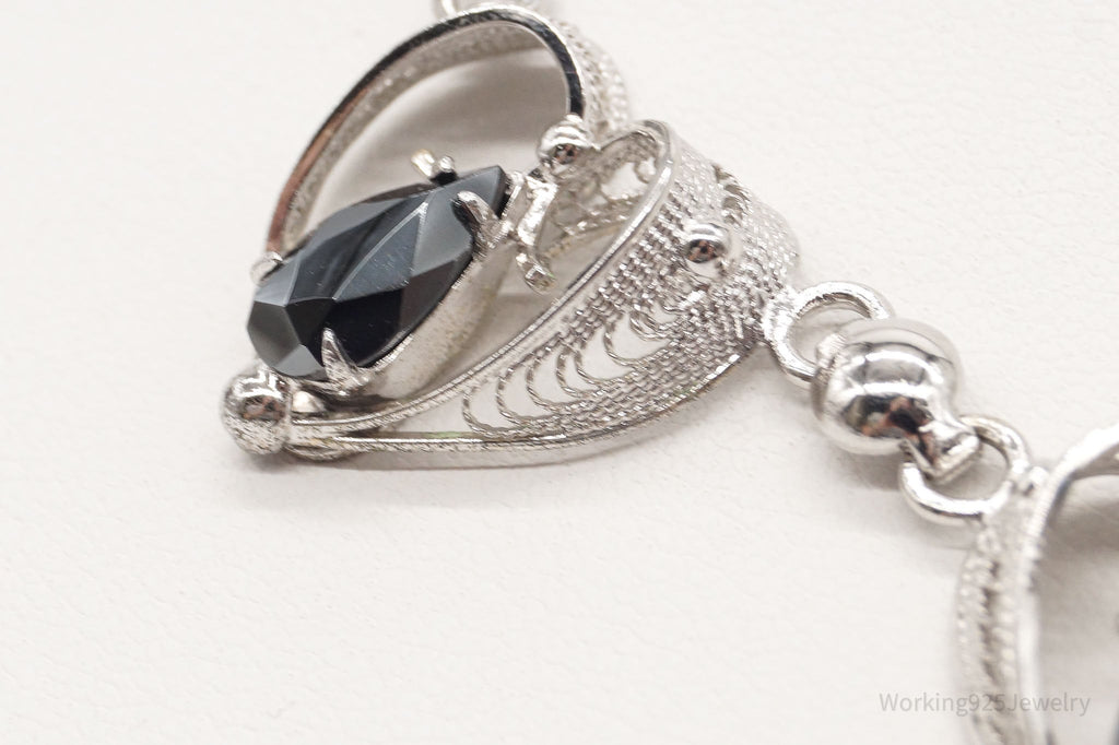 Vintage Designer Sorrento Hematite Filigree Hearts Sterling Silver Necklace | Jewelry > Necklaces > Pendants | Wiccan Center