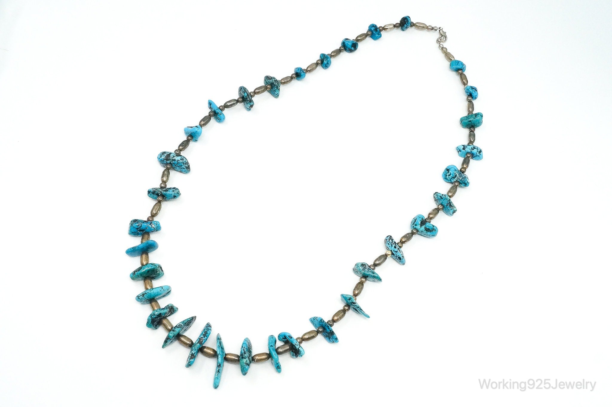 Vintage Native American Turquoise Beaded Sterling Silver Necklace | Jewelry > Necklaces > Pendants | Wiccan Center