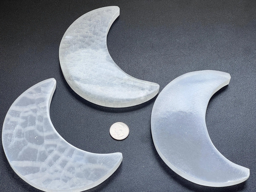 Selenite Crystal Crescent Moon Plate (6 Inches) Carving | Art & Collectibles > Sculpture > Art Objects | Wiccan Center