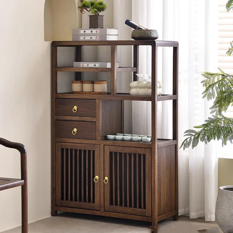 Luxury Chinese Solid Wood Curio Cabinet – Oriental Living Room Display Credenza | Storage Cabinet | Wiccan Center