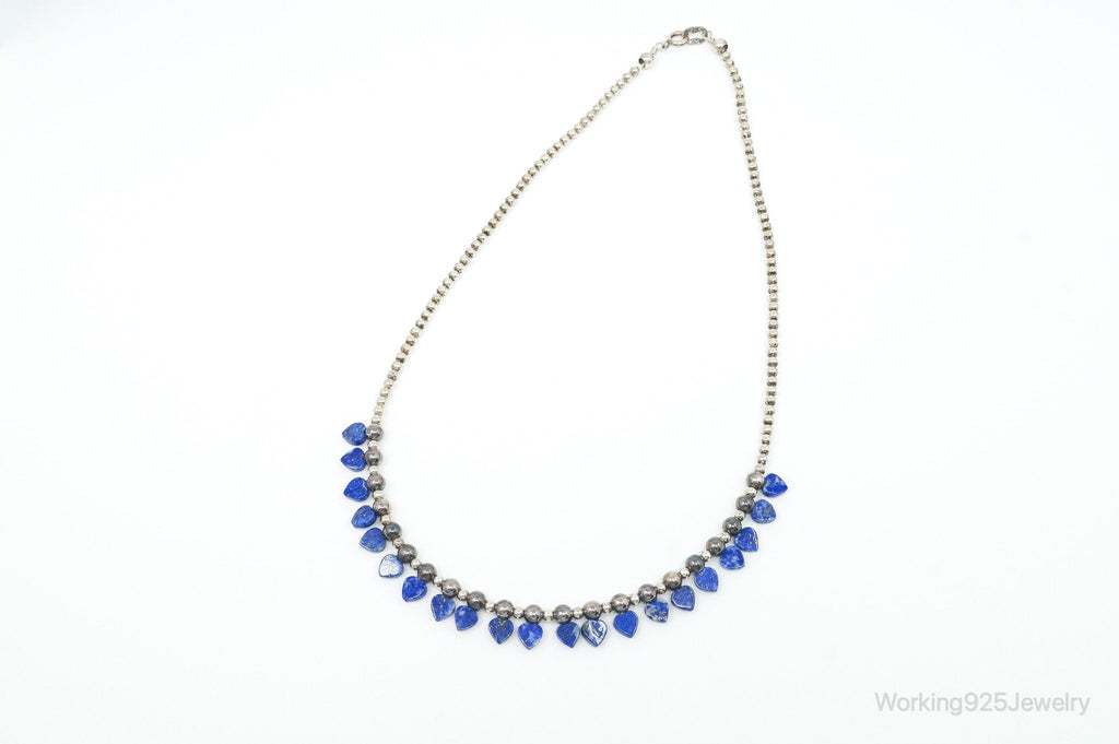 Vintage Native American QT Lapis Lazuli Bead Sterling Silver Necklace | Jewelry > Necklaces | Wiccan Center