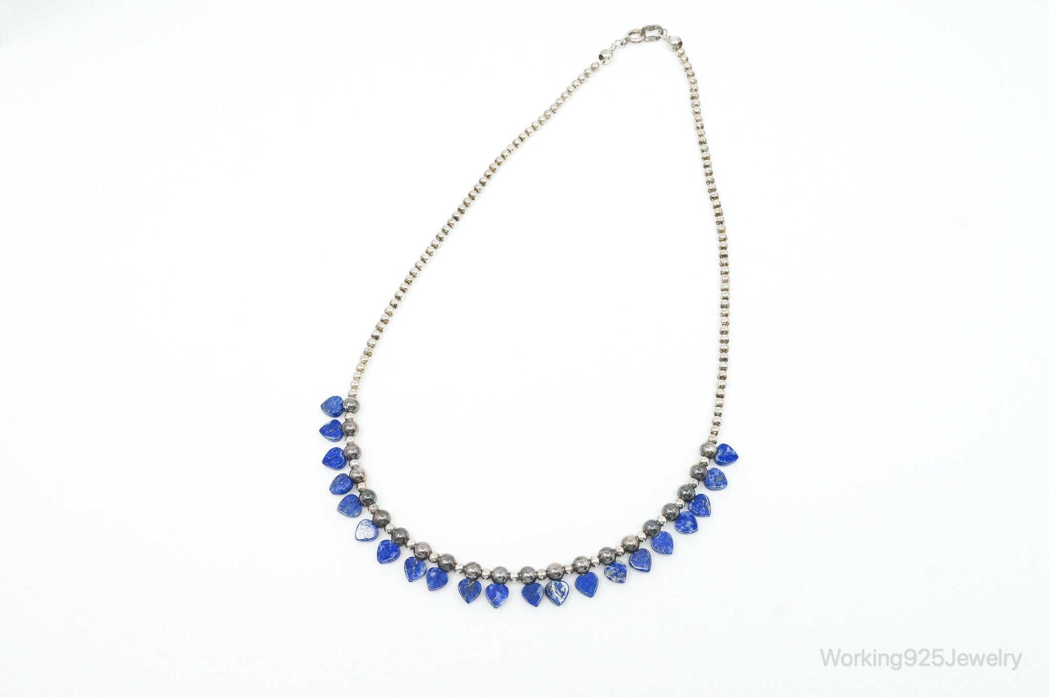 Vintage Native American QT Lapis Lazuli Bead Sterling Silver Necklace | Jewelry > Necklaces | Wiccan Center