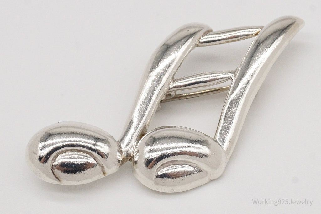Vintage Puffy Music Note Sterling Silver Brooch Pin | Jewelry > Brooches, Pins & Clips | Wiccan Center