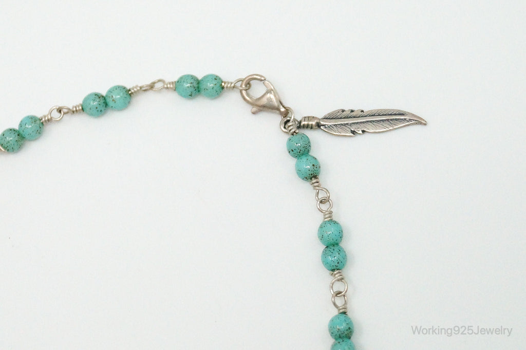 Vintage Native American Turquoise Sterling Silver Bead Necklace | Jewelry > Necklaces > Pendants | Wiccan Center